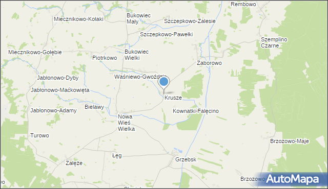 mapa Krusze, Krusze gmina Janowiec Kościelny na mapie Targeo